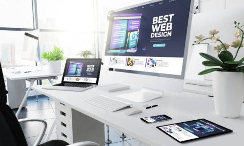 office responsive devices design website 3d rendering office responsive devices design website 3d rendering